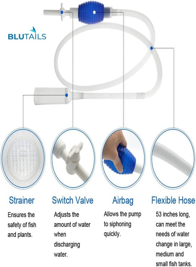 Blutails Aquarium Water Changer and Gravel Cleaning Siphon Pipe with Valve for Aquarium (White & Blue) - Image 3